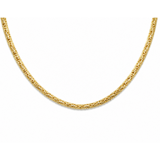 Gold chain necklace on a white background