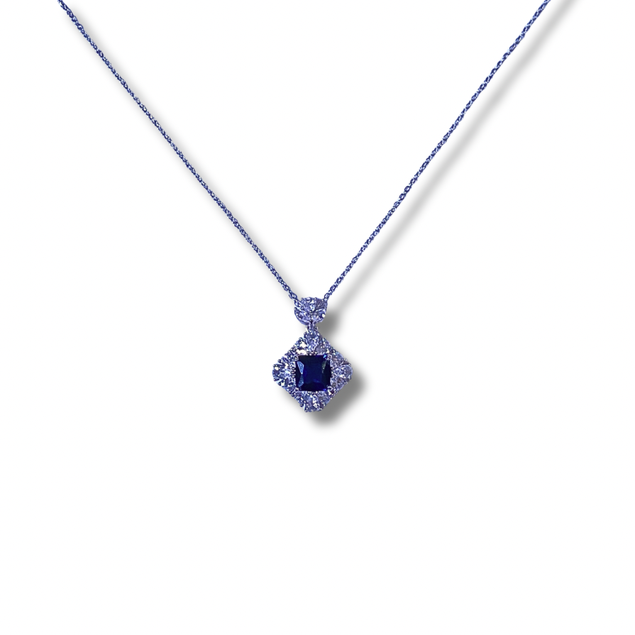 Necklace with a blue pendant